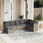 vidaXL 8 részes világosszürke polyrattan kerti ülőgarnitúra párnával (3263278)
