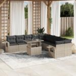 vidaXL 11 részes világosszürke polyrattan kerti ülőgarnitúra párnákkal (3268172)