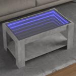 vidaXL betonszürke szerelt fa dohányzóasztal LED-del 93 x 53 x 45 cm (847556) - vidaxl