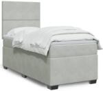 vidaXL világosszürke bársony rugós ágy matraccal 90 x 200 cm (3293104)