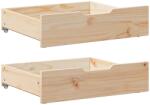 vidaXL 2 db tömör fenyőfa ágy alatti fiók kerekekkel 75 x 55 x 17 cm (850932)