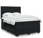 vidaXL fekete bársony rugós ágy matraccal 140 x 190 cm (3293202)