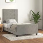 vidaXL világosszürke bársony ágykeret matrac nélkül 90x200 cm (3125733)