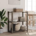 vidaXL 3 szintes szürke tömör fenyőfa tárolóállvány 80x38x90 cm (373386) - vidaxl