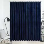 vidaXL sötétkék bársony sötétítőfüggöny kampókkal 290 x 245 cm (134535)