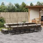 vidaXL 17 részes barna polyrattan kerti étkezőgarnitúra párnákkal (3211545)