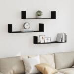 vidaXL 3 db fekete szerelt fa fali polc 80 x 18 x 18 cm (853291)
