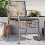 vidaXL 2 db szürke polyrattan és akácfa kerti szék párnákkal (366248)