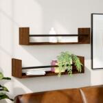 vidaXL 2 db barna tölgyszínű fali polc rúddal 60 x 16 x 14 cm (835438)