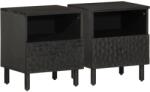 vidaXL 2 db fekete tömör mangófa éjjeliszekrény 40 x 33 x 46 cm (356826)