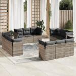 vidaXL 12 részes világosszürke polyrattan kerti ülőgarnitúra párnával (3249171)