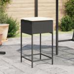 vidaXL 2 db fekete polyrattan kerti bárszék párnával (368317)