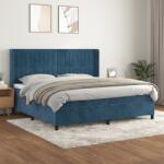 vidaXL sötétkék bársony rugós ágy matraccal 200x200 cm (3132823)
