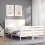 vidaXL fehér tömör fa ágykeret fejtámlával 140 x 190 cm (3194617)
