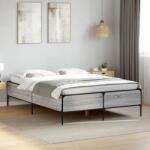 vidaXL szürke sonoma szerelt fa és fém ágykeret 160 x 200 cm (3279790)