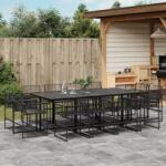 vidaXL 13 részes fekete polyrattan kerti étkezőgarnitúra (3295040)