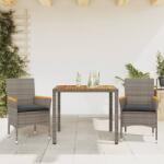 vidaXL 3részes szürke polyrattan/akácfa kerti étkezőgarnitúra párnával (3278633)