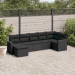 vidaXL 7 részes fekete polyrattan kerti ülőgarnitúra párnával (3219265)