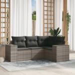 vidaXL 4 részes szürke polyrattan kerti ülőgarnitúra párnákkal (3254847)