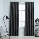 vidaXL 2 db antracitszürke bársony sötétítőfüggöny kampókkal 140x175 (134500) - vidaxl