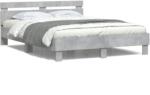 vidaXL betonszürke ágykeret fejtámlával és LED-del 140x190 cm (3207563)