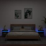 vidaXL 2 db fekete műfa éjjeliszekrény LED-fényekkel 40x39x48, 5 cm (836787)