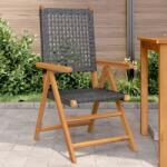 vidaXL 2 db fekete tömör akácfa és polyrattan kerti szék (367651) - vidaxl