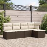 vidaXL 5 részes barna polyrattan kerti ülőgarnitúra párnával (3217523)