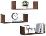 vidaXL 3 db barna tölgy színű szerelt fa fali polc 58 x 18 x 18 cm (853287) - vidaxl