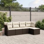 vidaXL 5 részes barna polyrattan kerti ülőgarnitúra párnával (3263139)