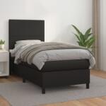 vidaXL fekete műbőr rugós ágy matraccal 100 x 200 cm (3142707)