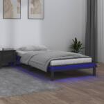 vidaXL kis egyszemélyes szürke tömör fa LED-es ágykeret 75 x 190 cm (820633)