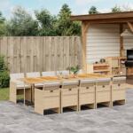 vidaXL 11 részes bézs polyrattan kerti étkezőgarnitúra párnákkal (3277707)