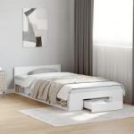 vidaXL fehér szerelt fa ágykeret fiókkal 75x190 cm (3280804)