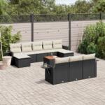 vidaXL 11 részes fekete polyrattan kerti ülőgarnitúra párnákkal (3257113)