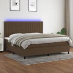 vidaXL barna szövet rugós és LED-es ágy matraccal 200x200 cm (3135064)