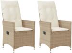 vidaXL 2 db bézs polyrattan dönthető kerti szék párnákkal (365648)