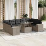 vidaXL 10 részes világosszürke polyrattan kerti ülőgarnitúra párnákkal (3269372)
