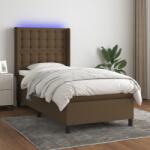 vidaXL barna szövet rugós és LED-es ágy matraccal 90x190 cm (3138600)