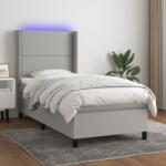 vidaXL világosszürke szövet rugós és LED-es ágy matraccal 90x190 cm (3138197)