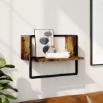 vidaXL füstös tölgy színű fali polc rúddal 40x25x30 cm (836285) - vidaxl