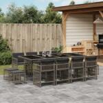 vidaXL 13 részes szürke polyrattan kerti ülőgarnitúra párnákkal (3211700)