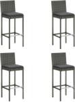 vidaXL 4 db szürke polyrattan kerti bárszék párnával (313438)