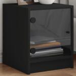 vidaXL 2 db fekete éjjeliszekrény üveg ajtóval 35 x 37 x 42 cm (836346)