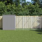 vidaXL világosszürke horganyzott acél tetős kutyakennel 214x1273x181cm (3189130)