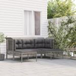 vidaXL 5 részes szürke polyrattan kerti ülőgarnitúra párnákkal (319664)