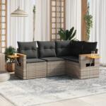 vidaXL 4 részes szürke polyrattan kerti ülőgarnitúra párnákkal (3226774)