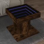 vidaXL füstös tölgy szerelt fa dohányzóasztal LED-del 50 x 50 x 45 cm (847564)