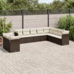 vidaXL 10 részes barna polyrattan kerti ülőgarnitúra párnákkal (3217863)