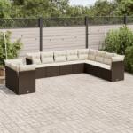vidaXL 10 részes barna polyrattan kerti ülőgarnitúra párnákkal (3249702)